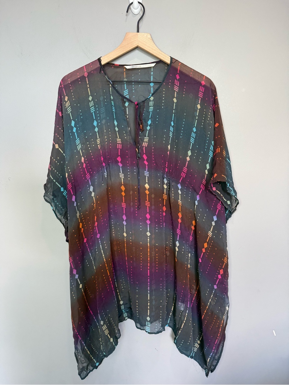 Twelfth Street by Cynthia Vincent Silk Kimono Tunic Top Print Petite